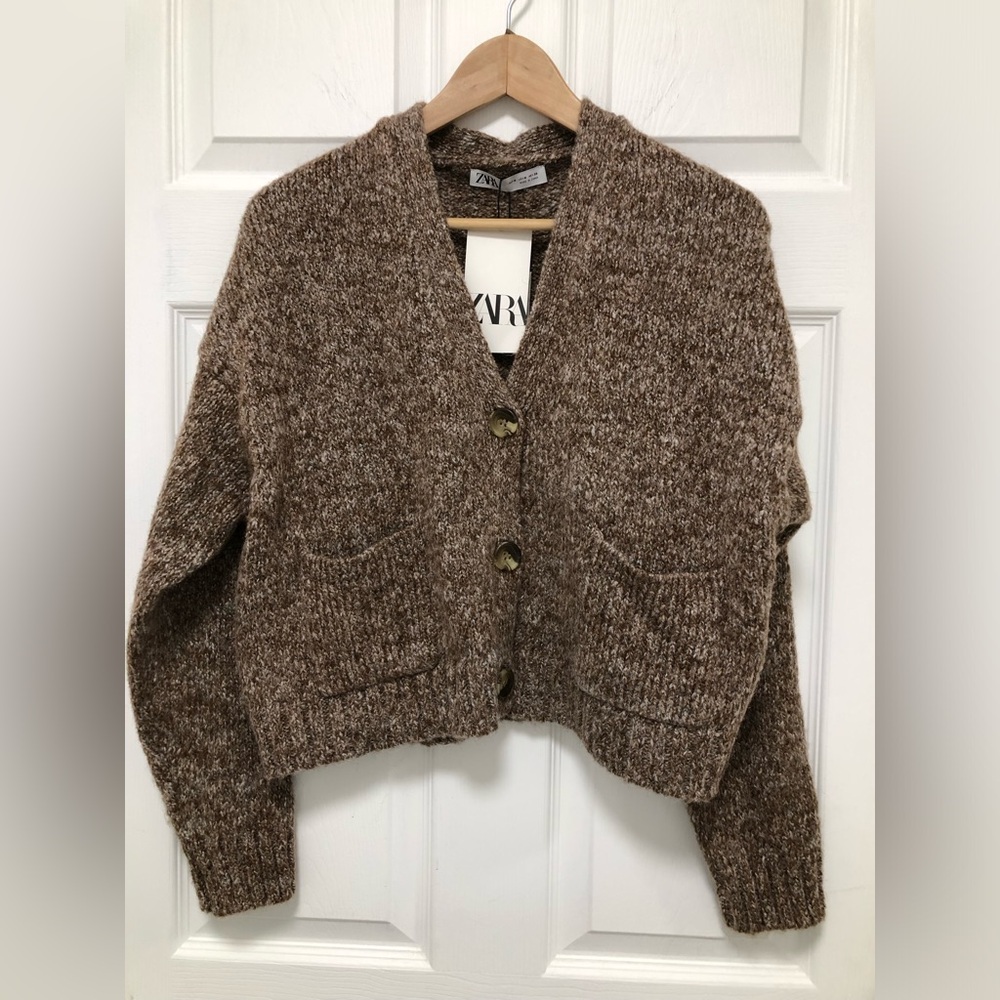 NWT Women Brown button up Sweater Size Medium